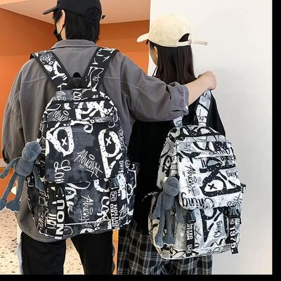 Fashion Shoulders School Bags Nylon Teenagers Backpack Breathable Girls Boy Schoolbag Large Capacity Graffiti Bookbags AVE