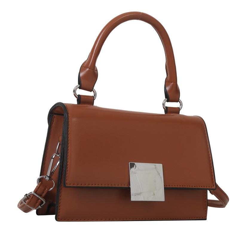 

Popular Street Style Solid Color Single Shoulder Slant Bag Women Bags Winter New Minimalist Handbag коричневий