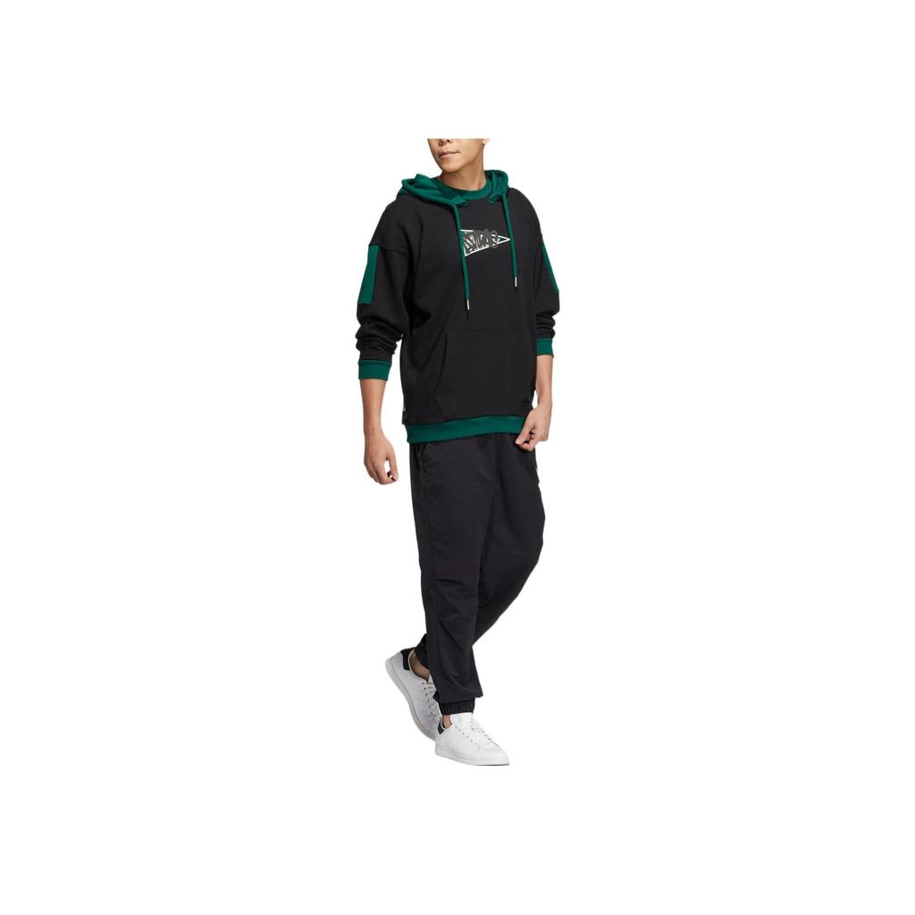 Adidas Originals Series Trefoil Color Block Logo Print Pullover Hoodie Men Casual Sports Long Sleeve Tops Black HY7221