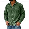 Camicie da Uomo in Denim Primavera Autunno Stile Safari Vintage Manica Lunga Cotone Monocolore Casual