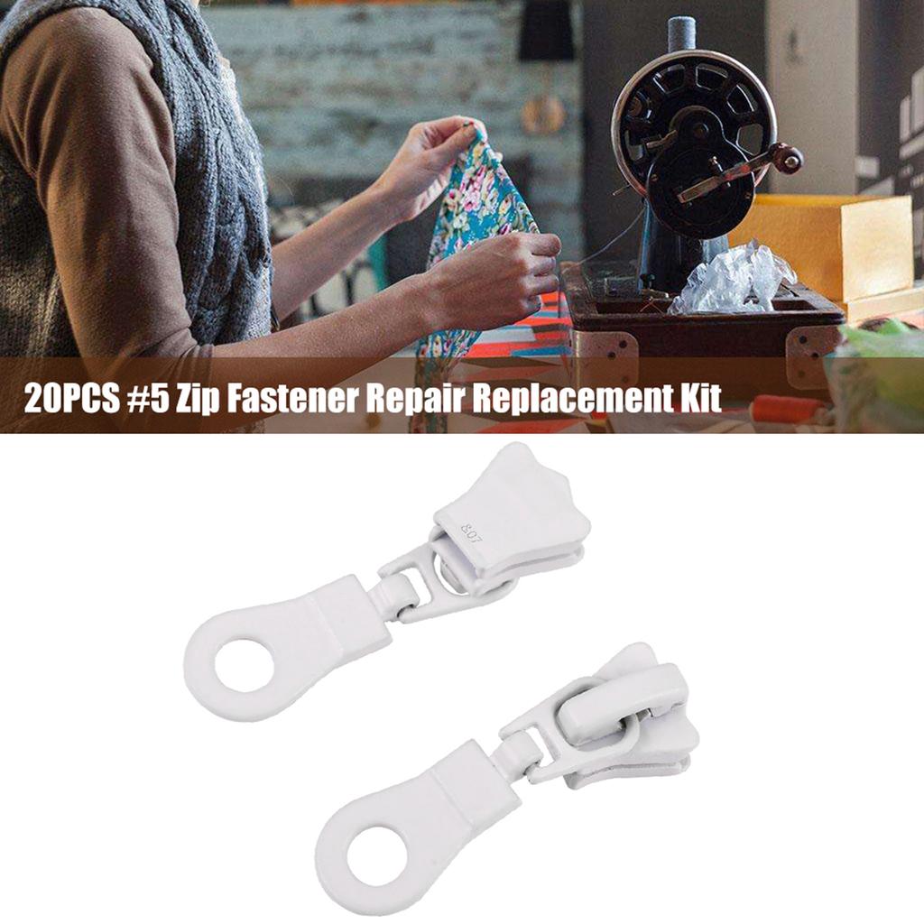 20 Stück Metalllegierung Schieber Größe #5 Reißverschluss Reparatur Ersatz-Set (Schwarz)