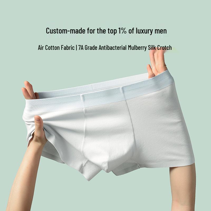 Men's Seamless Mid-Waist Long-Staple Cotton Boxer Briefs - Autumn/Winter Antibacterial 