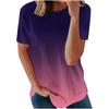 Women's Summer Gradient Printed Short Sleeve Round Neck Pullover T-shirt Top