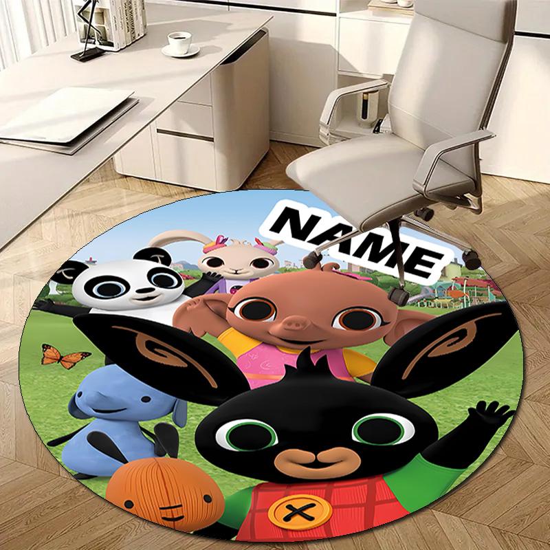 Personalized B-Bing Bunny Round Chair Office Rug - Perfect for Mat, Office Chair & More - Ideal Gift for Birthdays and Holidays
