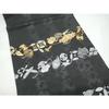 Used Heiwaya Kimono - 9-inch Nagoya Obi, Treasure-filled Pattern, Black, Pure Silk, Masterpiece CABI0257hy