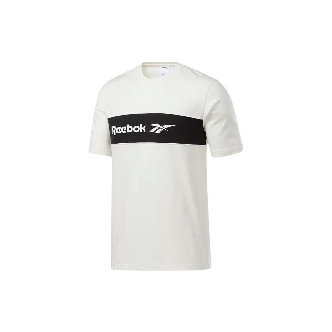 

Reebok Casual Retro Letter Print Short Sleeve T-Shirt Men Tops Off-White Black FK2716 S