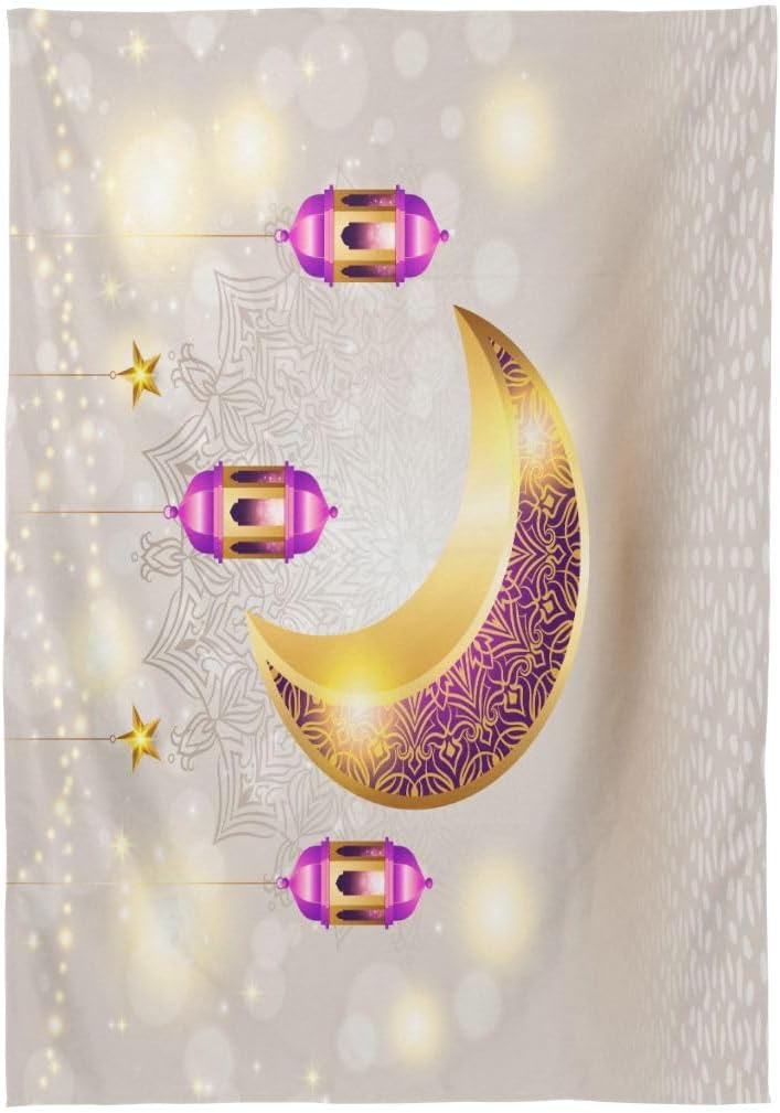 Ramadan Kareem Moon Lantern Waterproof Tablecloth Ramadan Decorations Reusable Eid Mubarak Kitchen Dining Tablecloth Party Decor