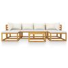 7 Piece Garden Lounge Set with Cream Cushions Solid Acacia Wood