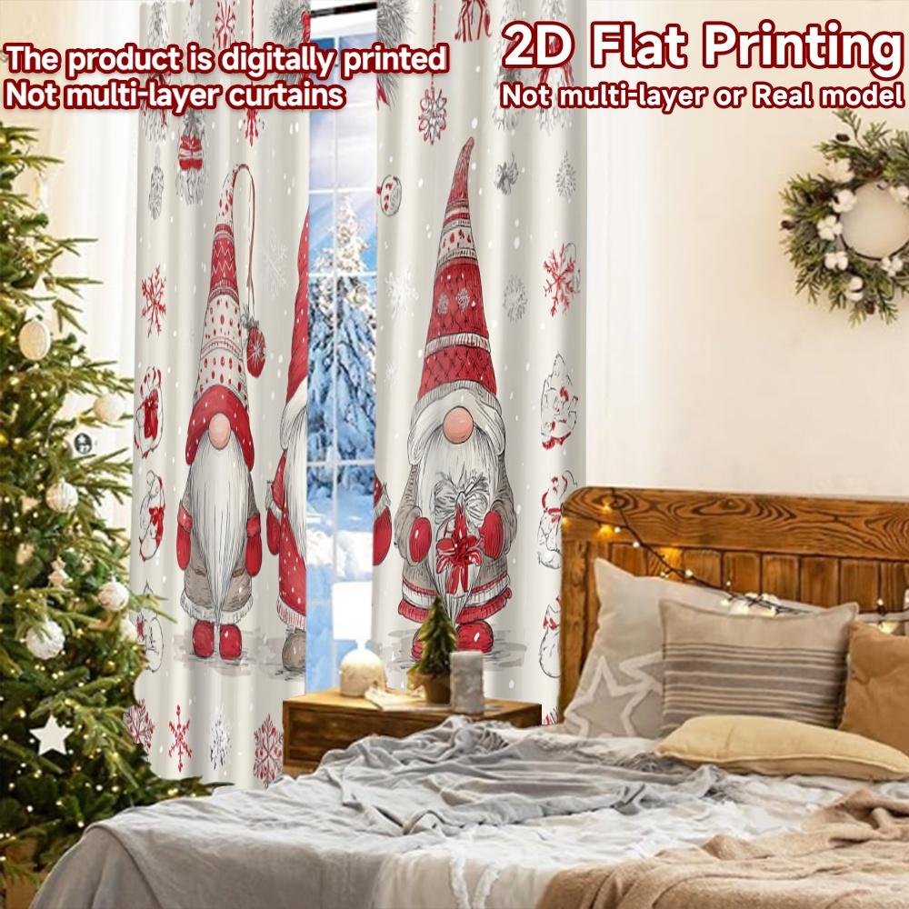 2pcs, 2D FLAT PRINTING Curtains (Without Rod) Festive Gnomes(1) Halloween Festival Popular Curtains&Drapes Polyester Easy
