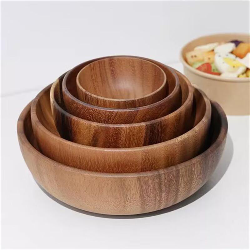 Abay Japanese Style Acacia Wood Round Bowl