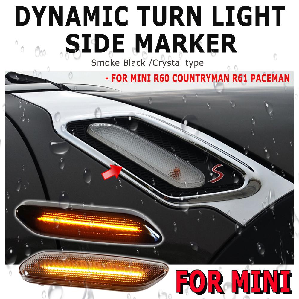 For BMW MINI COOPER R60 R61 COUNTRYMAN PACEMAN Dynamic Scroll Flashing LED Side Marker Indicator Lamp Turn Signal Fender Lights