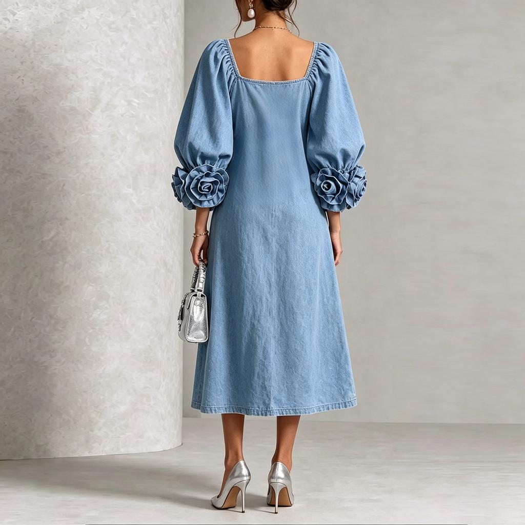 Women's 3D Floral Sleeve Dress