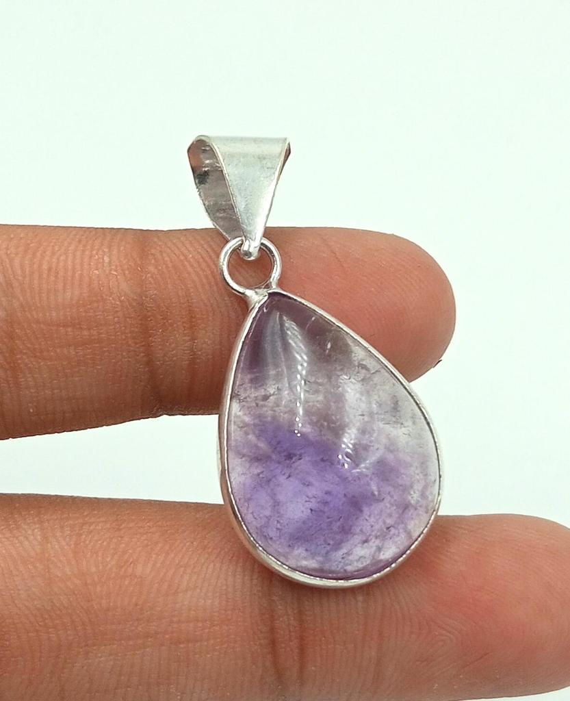 Amethyst Gemstone 925 Sterling Silver Plated Bezel Pendant Jewelry