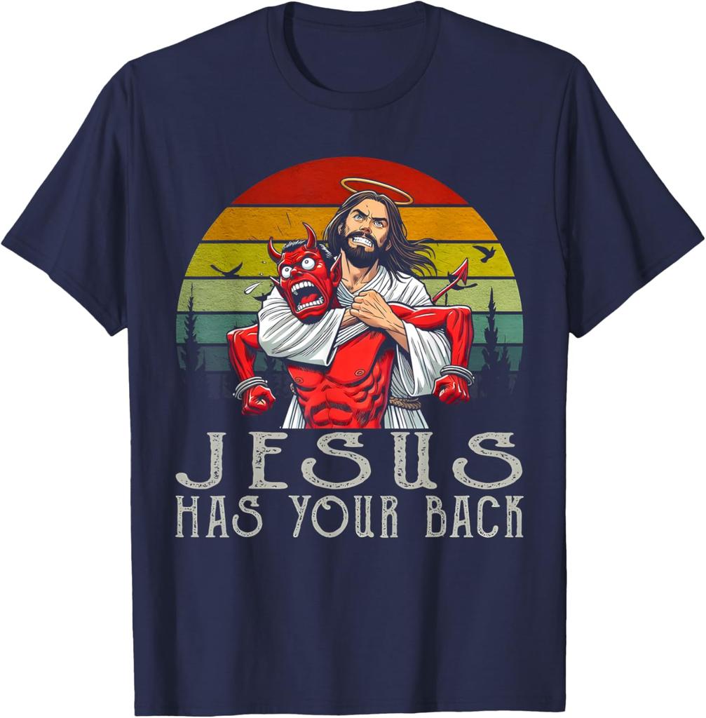 Jesus Has Your Back Funny MMA Choke Holds TShirt 100 Cotton ONeck Short Sleeve Summer Casual Mens Tshirt Streetwear