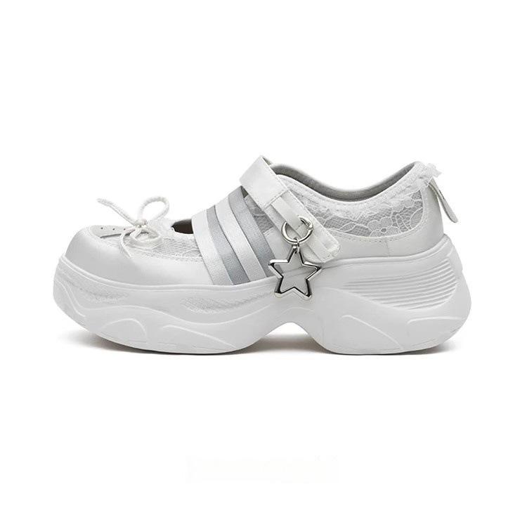 

Horse speed fashion bow breathable mesh Mary Jane single shoes women s small height increase casual sports sandals 35