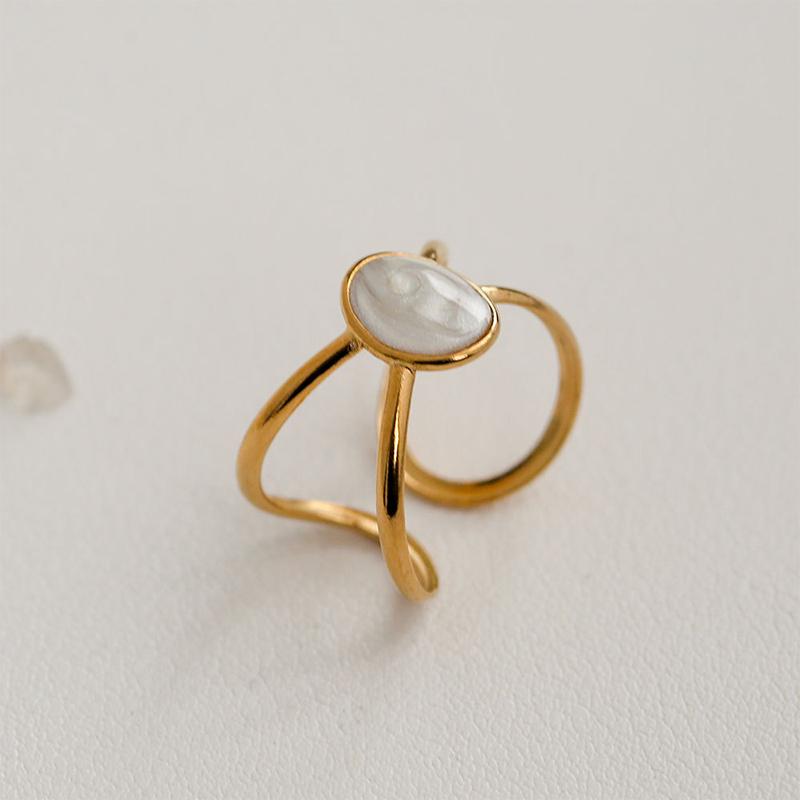 Stainless Steel French White Enamel Rings For Women Drip Glaze Romantic Elegent Girl Ring Daily Wear Sweet Y2K Jewelry No Fading