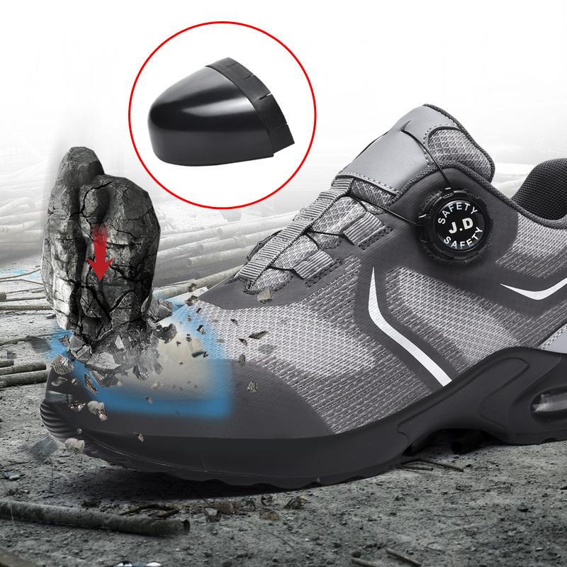 Fashion Rotating Button New Safety Shoes Men Anti-smash Anti-puncture Work Shoes Fashion Men Sport Shoes Security Protective Boots Men