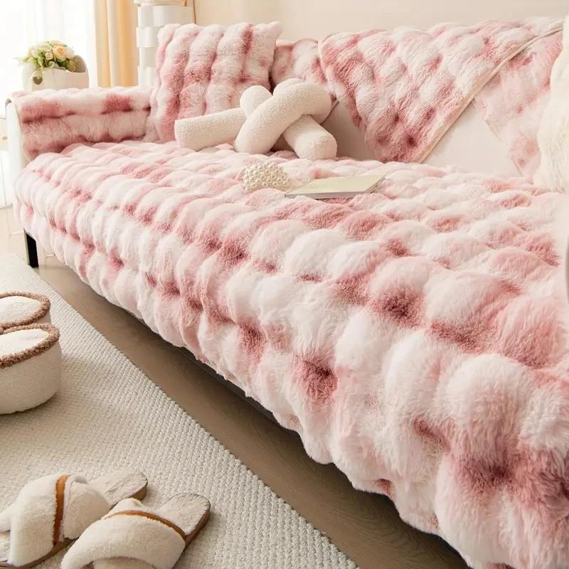 Thicken Imitation Rabbit Fur Plush Sofa Slipcover Non-Slip Soft Sofa Towel Couch Cushion Cover For Living Room Modern Home Decor