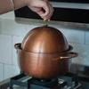 Egg Shape Vintage Copper Soup Pot,Handcrafted Pot Food Cooking Utensil Simmering and Pasta Stewing,With lid 19 cm Handheld Pot