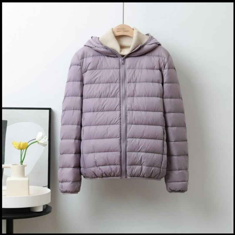 Winter Lightweight Down Jacket Women's Short Hooded Lightweight Thin White Duck Down Plus Size Jacket