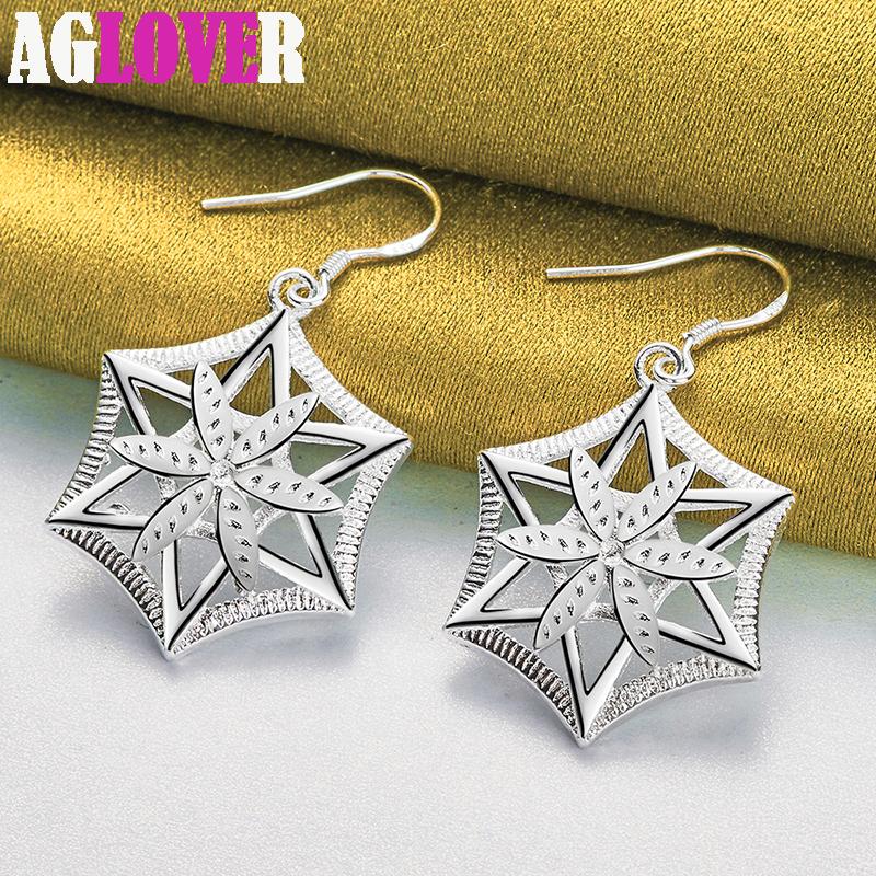 925 Sterling Silver Star Geometrisk Drop Earring smykker