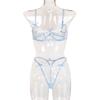 Erotic Lingerie Perspective Mesh Embroidery Three-Dimensional Flower Sexy Underwear Set T-String Sexy Underwear set