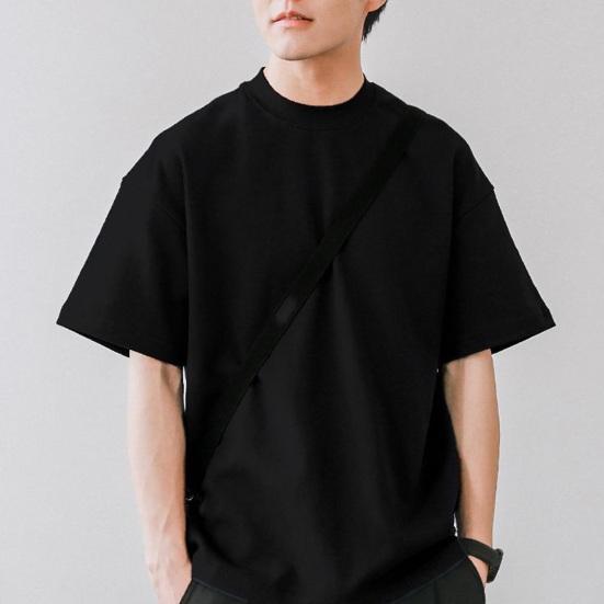Summer Men T-shirt Round Neck Short Sleeve Solid Color Soft Breathable Thin Pullover Loose Casual Simple Style Couple Top