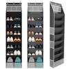 Over The Door Shoe Organizer Bag 8 Layer Shoes Hanging Storage Rack with Top and Side Pockets for Boots Sneakers Sandals