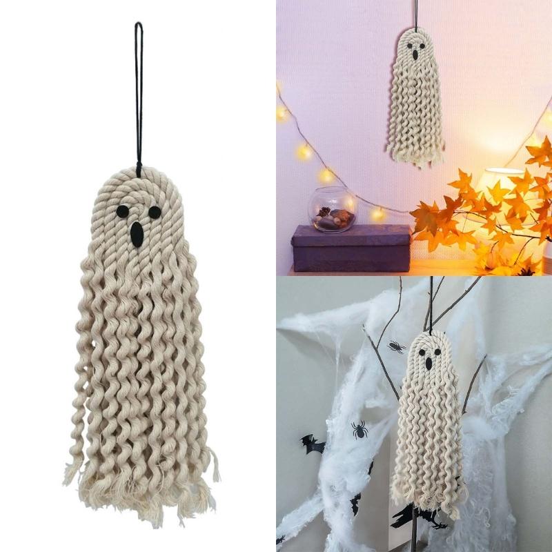 Handmade Tassel Ghost Linen Rope Decoration for Halloween Wall and Door Decorations Gift