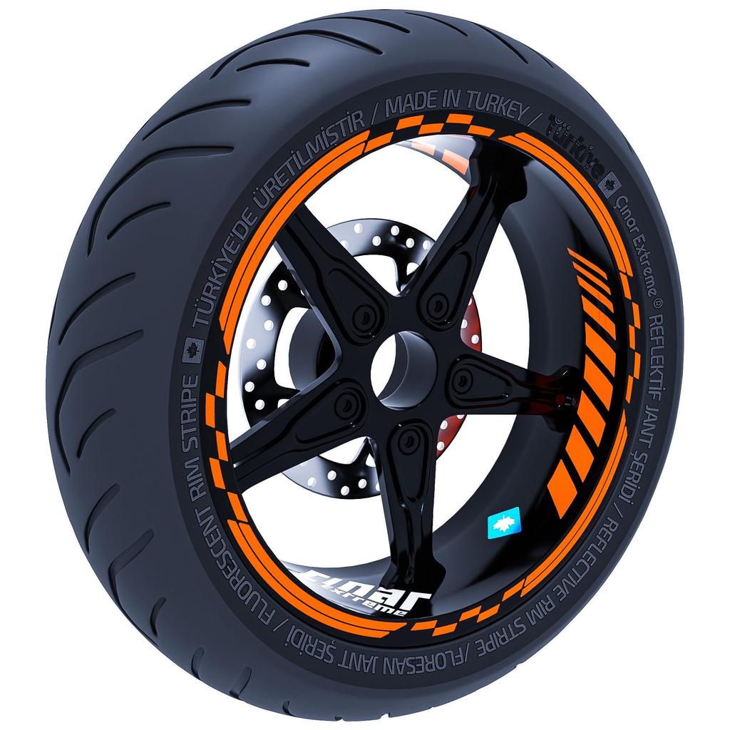 Fluorescencyjny pomarańczowy Moto GP Zestaw wewnętrznych zewnętrznych obręczy Taśma obręczowa Paski na koła Naklejki Naklejki CinarExtreme