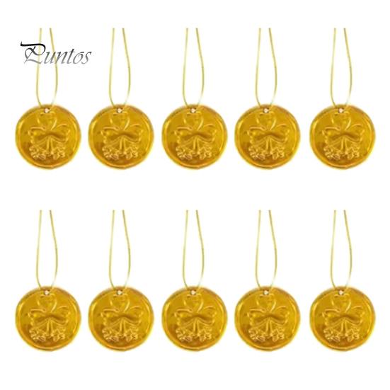 

10 шт., трилистник на день Святого Патрика, висячий орнамент, комбинированный набор, зеленый цвет, 3D подвеска с клевером на удачу, ирландский фестиваль, вечеринка, украшение для стола и дерева золотистый