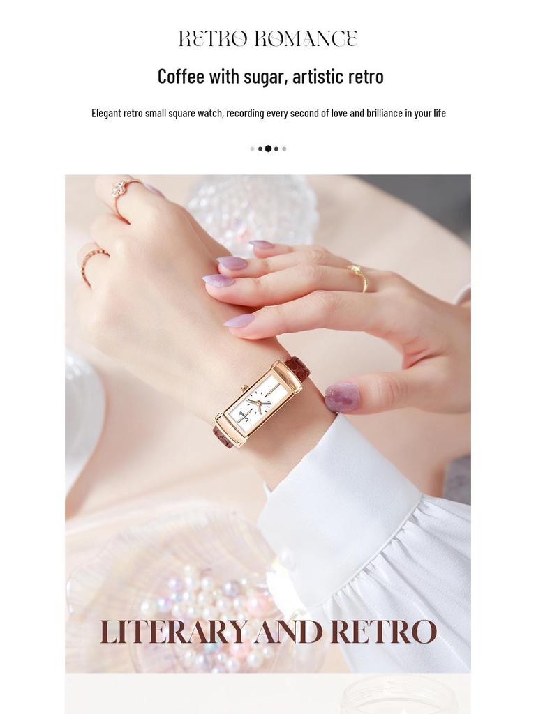 Reloj de Cuarzo Cuadrado para Mujer Laboli Estilo Retro con Correa de Cuero