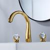 Brass Crystal Bathroom faucet widespread Gold Basin faucet Lavotory Tap luxury Basin Mixer Hot And Cold shower room sink Faucet