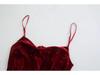 Autumn/Winter Velvet Ruched Slit Camisole Dress: European & American Style