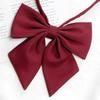 Wine Red Large Bow Tie - Japanese School Uniform Style for Women, Feather Detail, Versatile and Fashionable