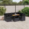 8 piece Garden Sofa Set with Cushions Black Poly Rattan