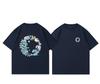 Dragon Sea Wave Dual Side Printed Tshirt Circular Font Logo Oversized Loose Cotton Unisex Retro Casual Short Sleeve Top