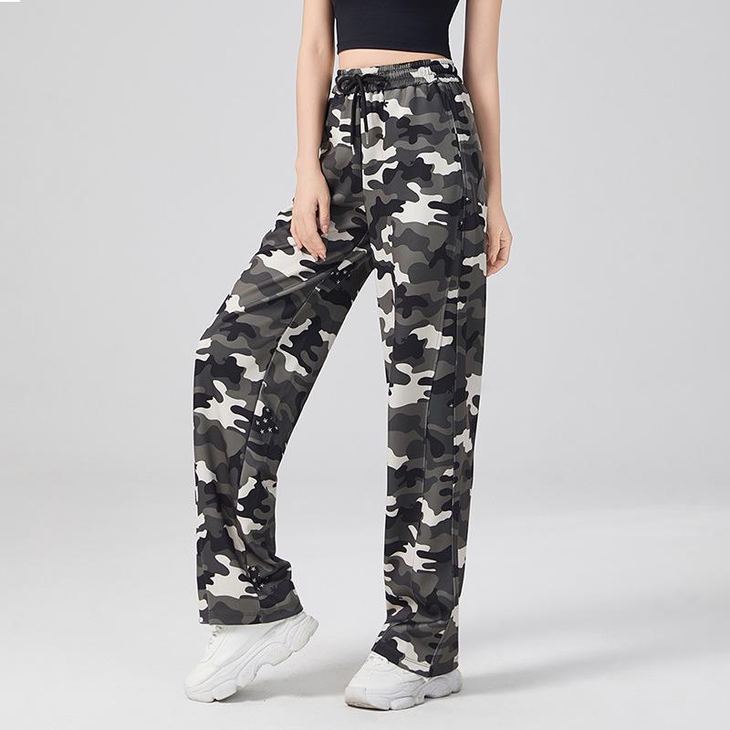 Women's Autumn Camouflage High-Waist Loose Cargo Sweatpants