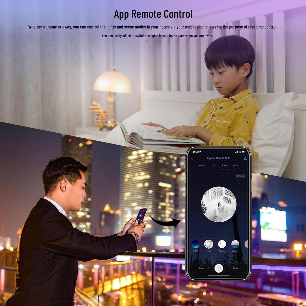 Zigbee Smart Candle Light: Alexa-Enabled, Color-Changing, Dimmable Mobile App Remote Support.