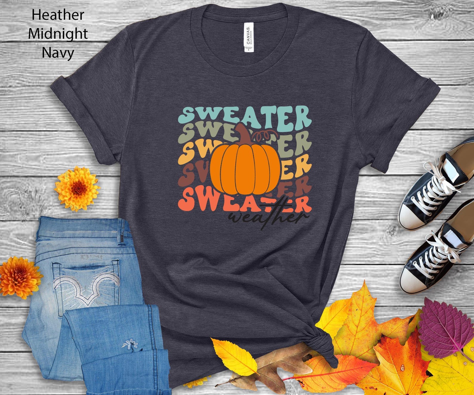 Sweater Weather T-Shirt | Fall Pumpkin Graphic Tee 4XL