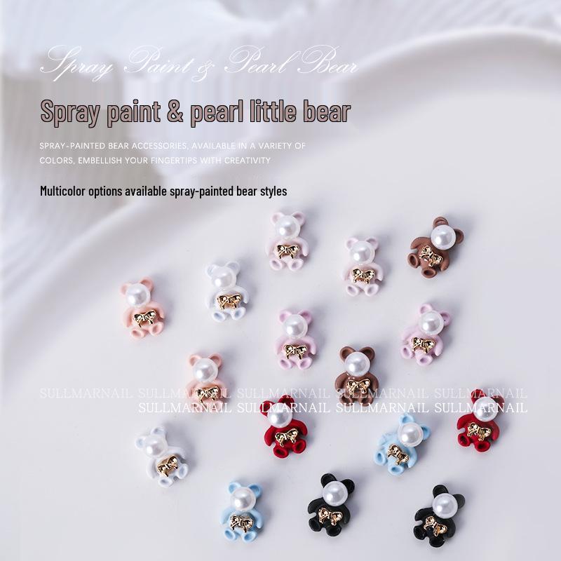 

3D Cute Bear Metal & Pearl Nail Art Charms Set (5pcs)