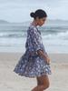 Women's Floral Tie-Back Casual Cotton Dress - Short Sleeve & Loose Fit for Beach Holidays