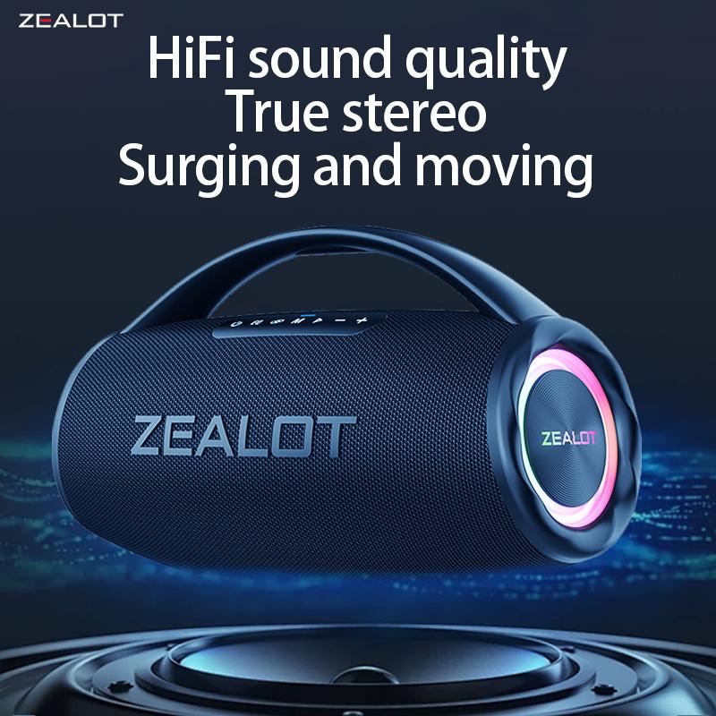 ZEALOT S97 80W Portable Bluetooth Speaker High Volume Waterproof 16000mAh Wireless TWS Subwoofer Suporrt USB/TF/AUX RGB Light.