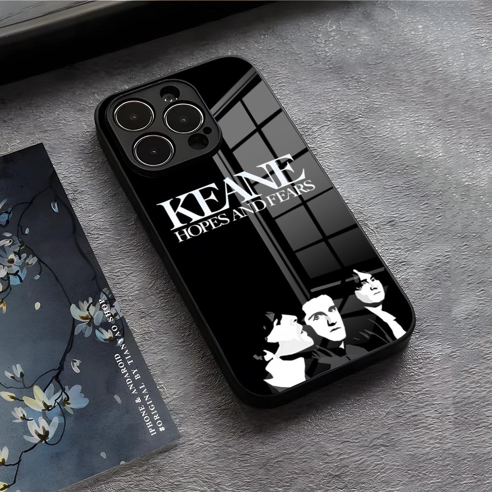 

Music K-KEANE Phone Case For IPhone 17 Air 16 E Pro Max 15 14 13 Mini 12 Pro 11 Max Plus Black Glass Cover iPhone 16 Pro Max