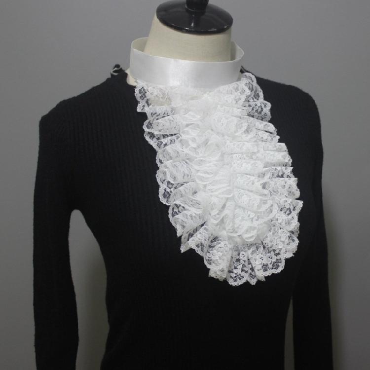Ruffle Lace Jabot False Collar Steampunk Victorians Colonial Neck Collar Necktie