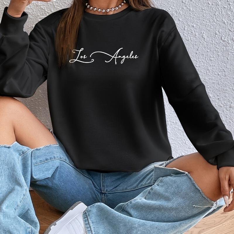 Printed Crew Neck Sweatshirt for Women, Slim & Flattering, Great for Casual Dates & Gatherings S