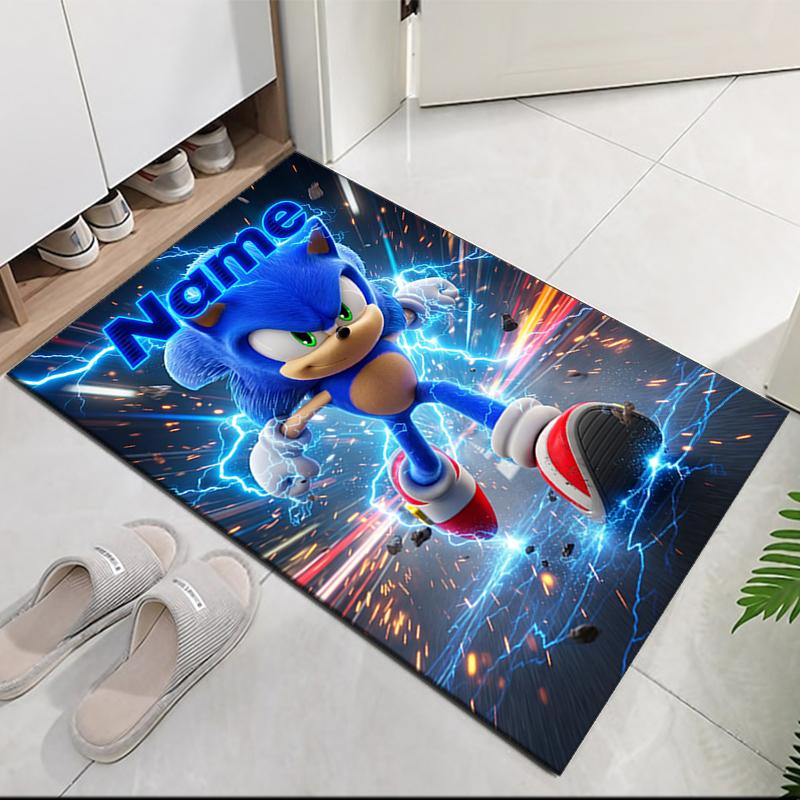 Custom Name Sonic Printed Carpet Rug For Office Chair Living Room Bedroom Kitchen Room Decor Gifts