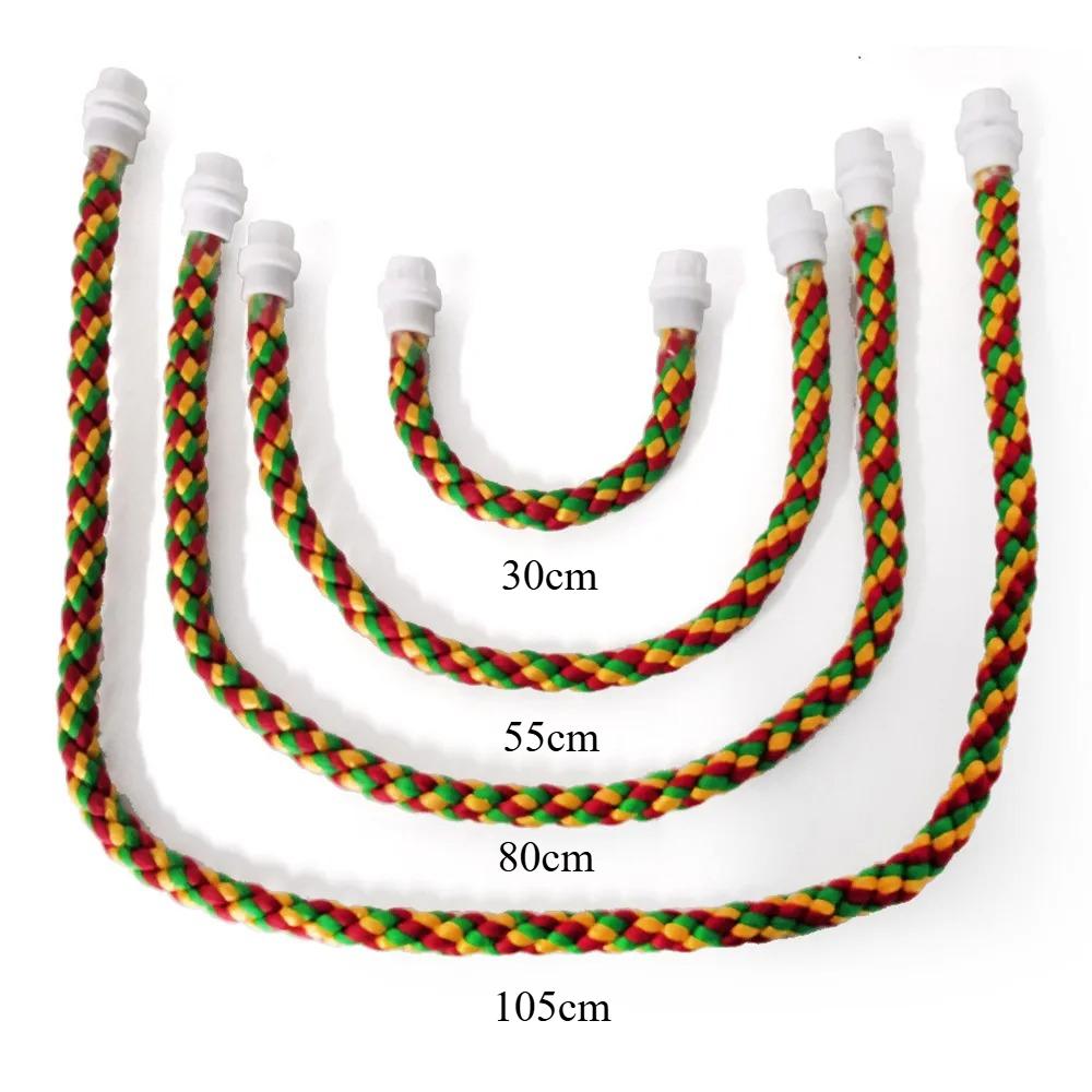 30/55/80/105cm Rope Hanging Toys for Birds Bend At Will Colorful Parrot Toys Rope Hanging Ladder Swing Braided Bird Accessories