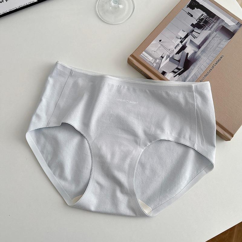 Women Mid Waist Pure Cotton Seamless Antibacterial Breathable Solid Panties