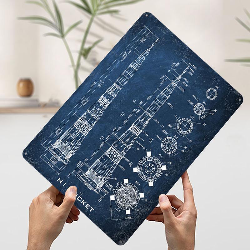 N Rocket Printed Poster Customized Wall Art Retro Vintage Metal Tin Signs for Room Decoration Bedroom Decorations Office Decor